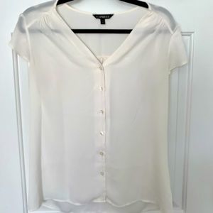 White Express button up blouse with flutter sleeves- small